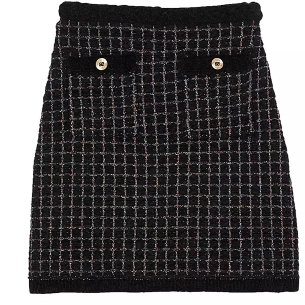 Sandro Vella Tweed Lurex Mini Skirt - Picture 1 of 8